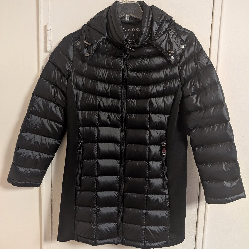 Calvin Klein Black Long Puffer Jacket - Large